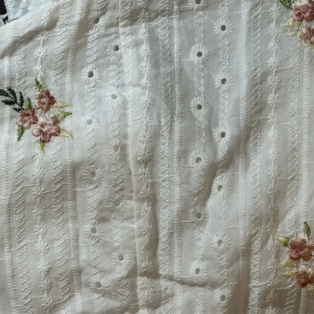 Kirious Los Angeles Crop Top Womens Size S White Pink Floral Ruffle Tie - Picture 3 of 5